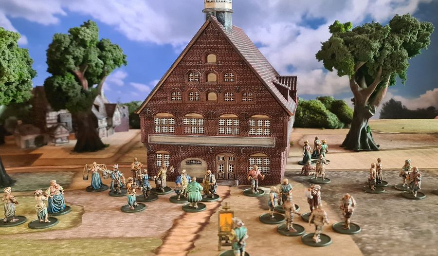 My own paintings - Townhall with figures